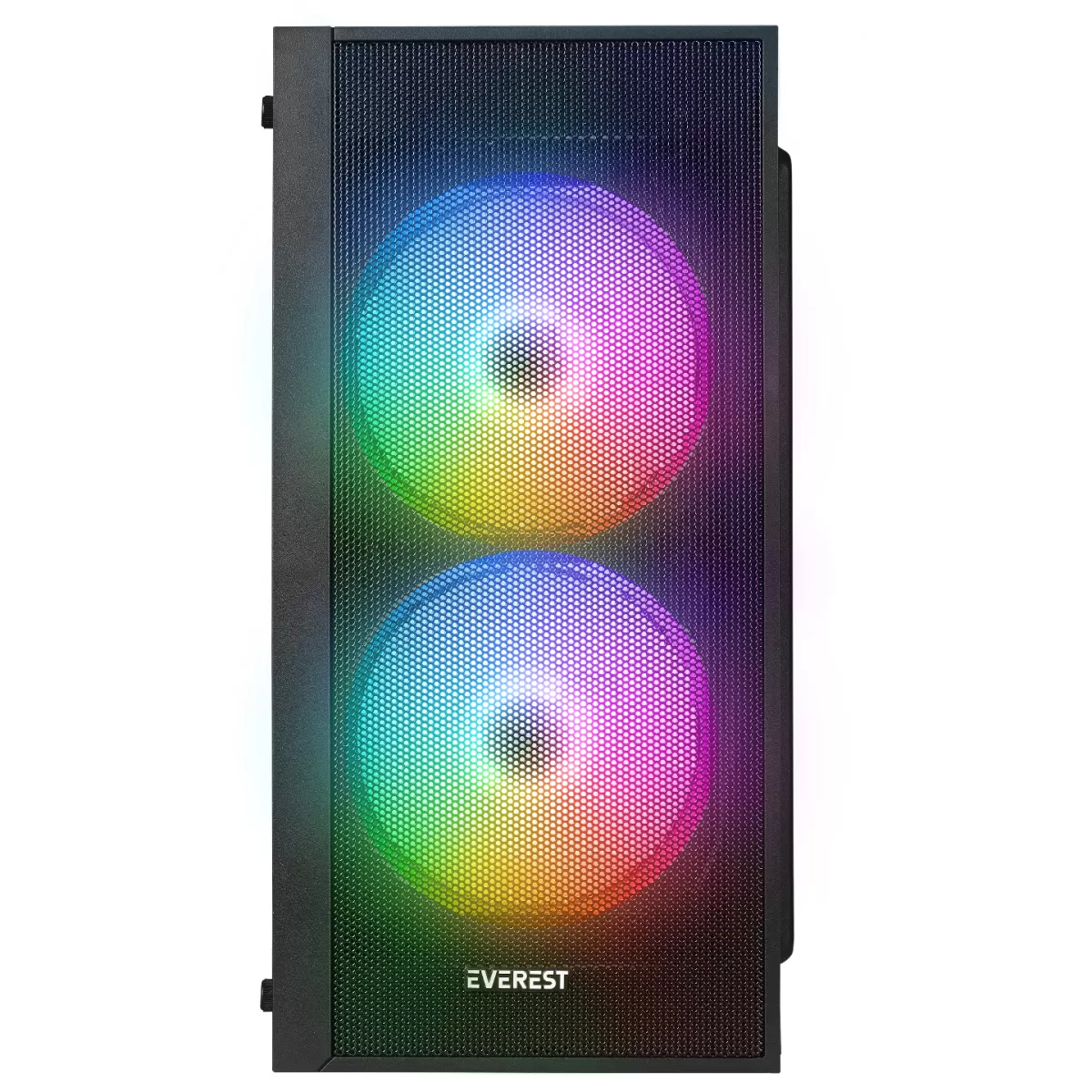 EVEREST MINION MESH 300W 2x12CM RAİNBOW FAN MICRO ATX PENCERELİ 2xUSB2.0 SİYAH MINI TOWER KASA
