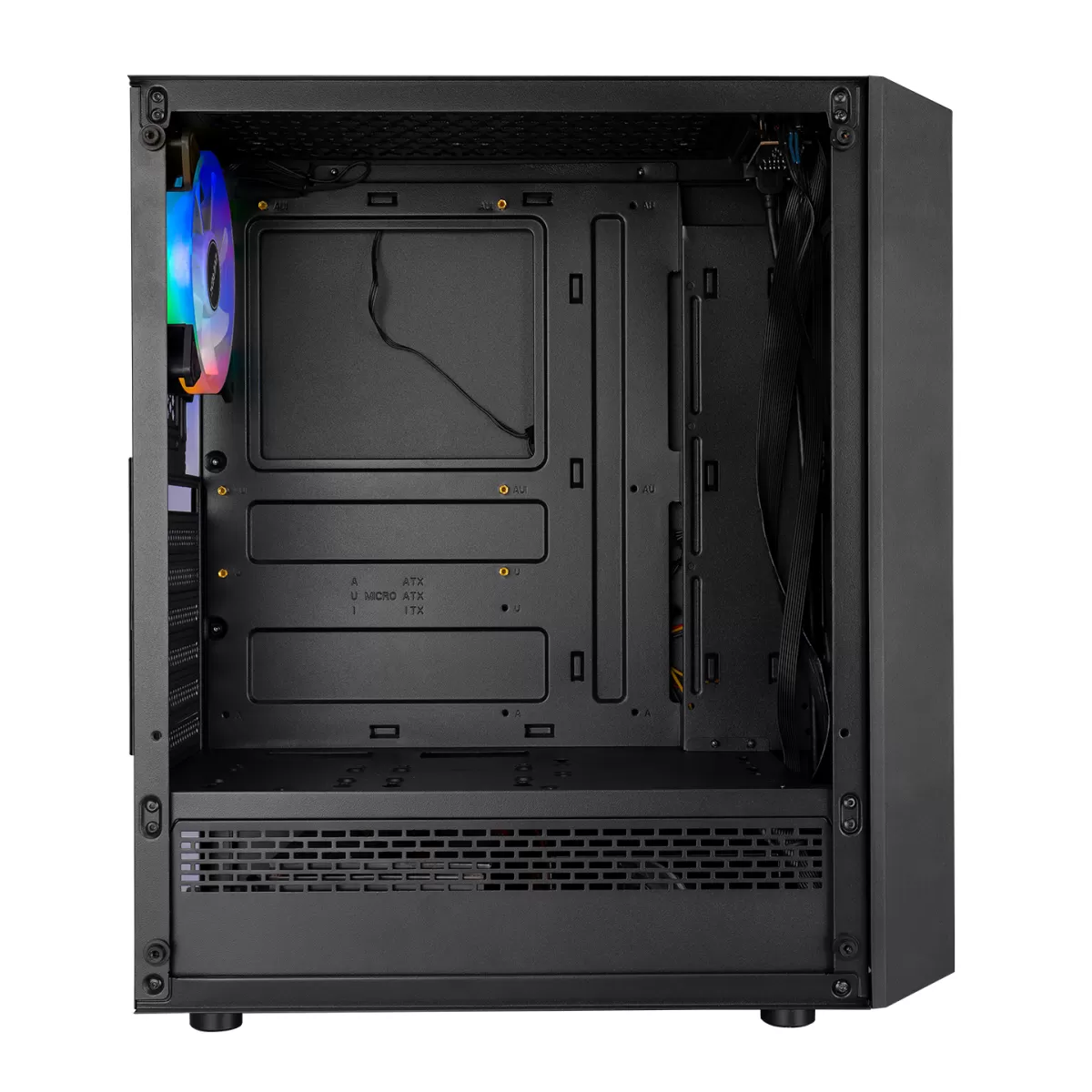 EVEREST FLAT MESH PSU YOK 4x12CM RGB FAN ATX TEMPERED GLASS 2xUSB2.0/1xUSB3.0 SİYAH MID TOWER GAMİNG KASA
