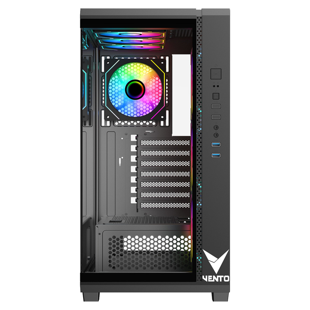 VENTO VG4302FA 1000W 80+ GOLD 4x12CM ARGB FAN E-ATX TEMPERLİ CAM 2xUSB2.0/1xUSB3.0 SİYAH GAMING KASA