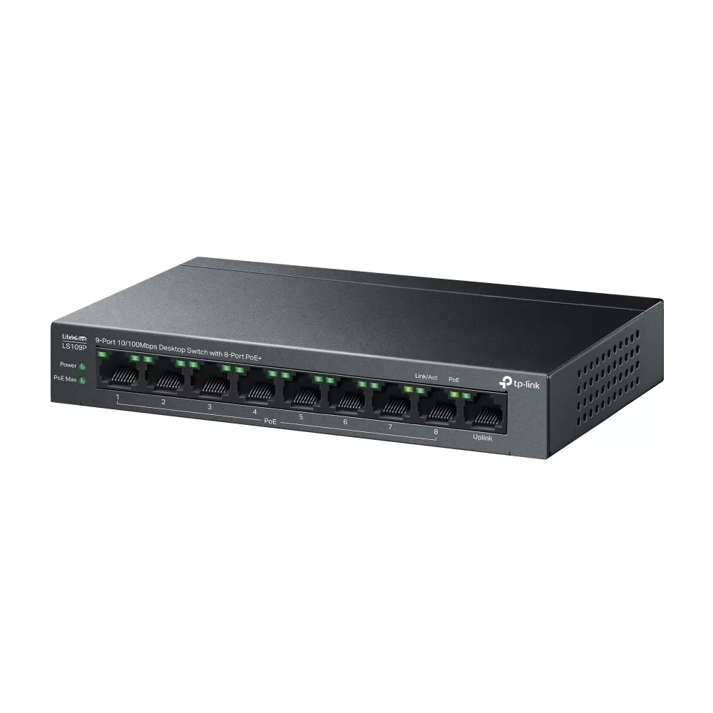 TP-LINK LS109P 9 PORT 10/100 8 PORT POE+ YONETILEMEZ DESKTOP SWITCH METAL KASA