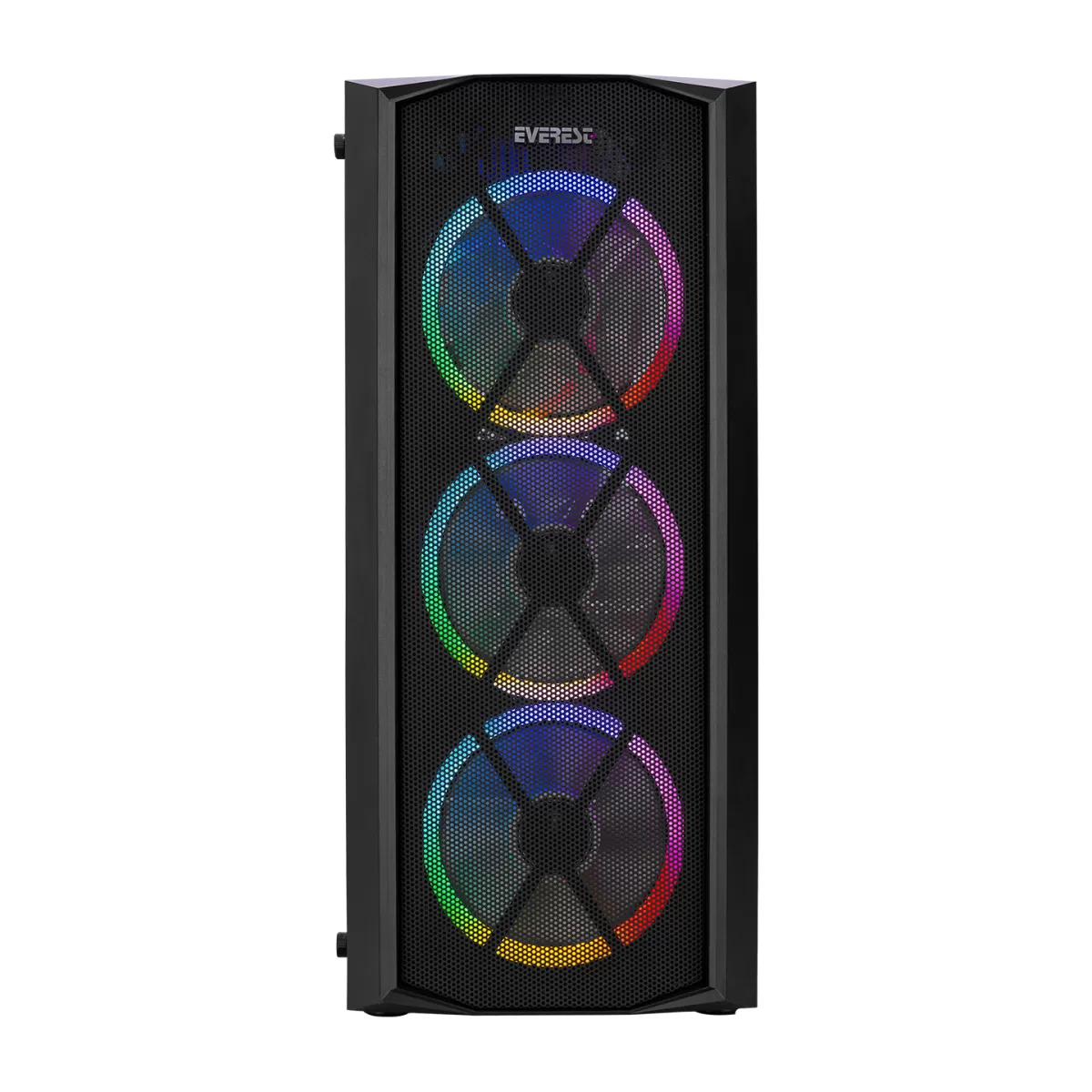 EVEREST FLAT MESH PSU YOK 4x12CM RGB FAN ATX TEMPERED GLASS 2xUSB2.0/1xUSB3.0 SİYAH MID TOWER GAMİNG KASA