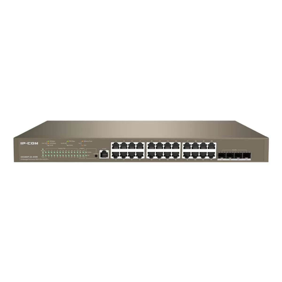 IP-COM IP-G5328XP-24-410W 24 PORT 10/100/1000 24 PORT POE 4X10G SFP 370W LAYER 3 YÖNETİLEBİLİR RACK MOUNT SWITCH