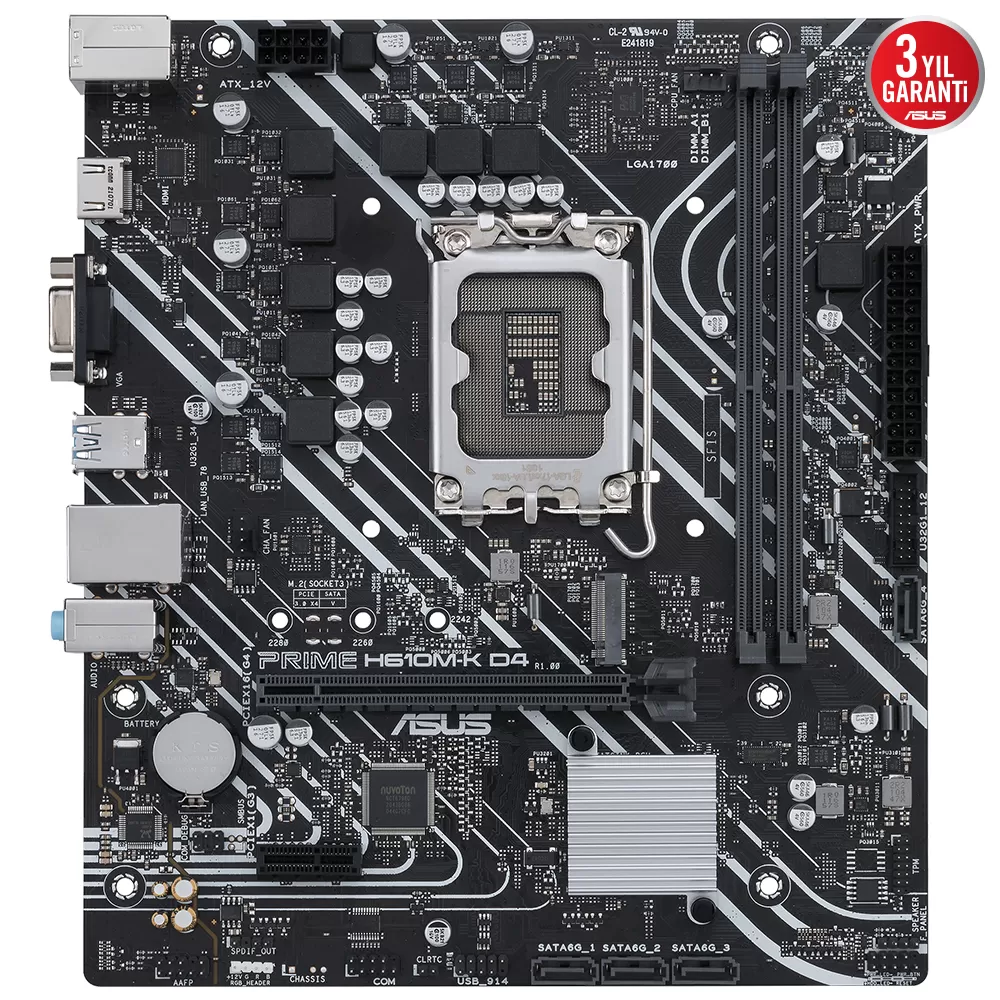ASUS PRIME H610M-K D4 2xDDR4 VGA/HDMI 1xM.2 1xGLAN 1700P ANAKART
