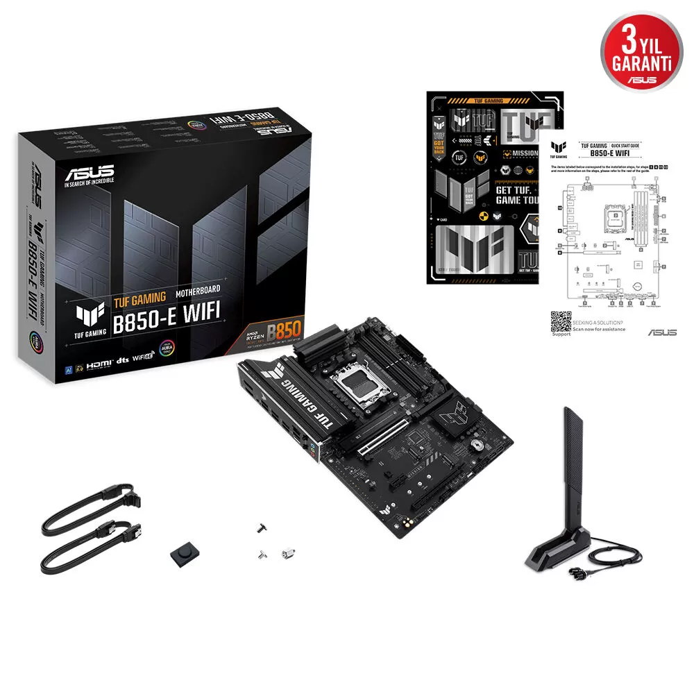 ASUS TUF GAMING B850-E WIFI 4xDDR5 HDMI+DP 3xM.2 AM5 ANAKART