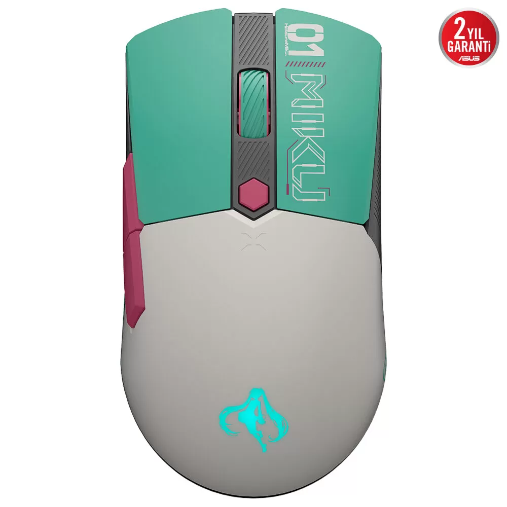 ASUS P521 TUF GAMING MINI WL MIKU HATSUNE MIKU EDİTİON 12000 DPI AURA SYNC RGB KABLOSUZ GAMING MOUSE