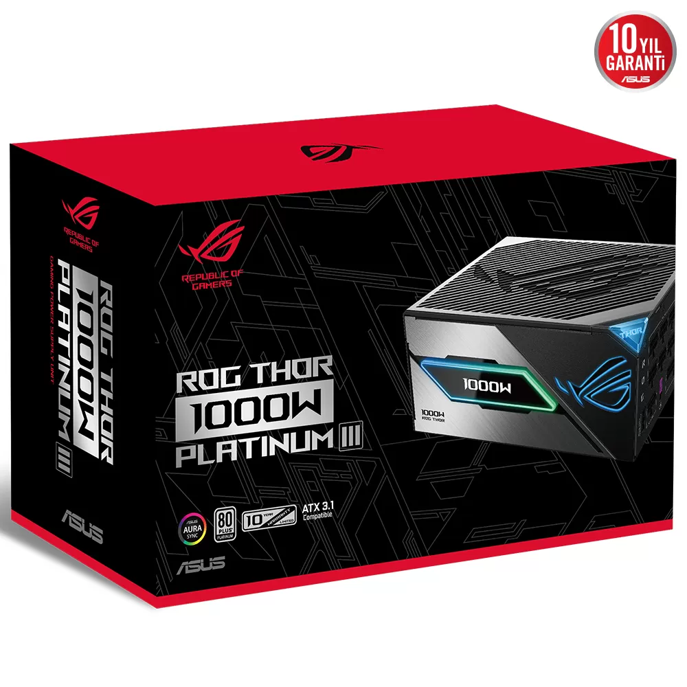 ASUS ROG-THOR-1000P3 1000W 80+ PLATINUM MANYETİK OLED EKRAN POWER SUPPLY PCI-E 5.0