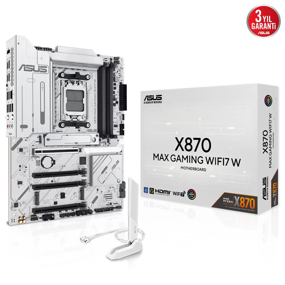 ASUS X870 MAX GAMING WIFI7 W 4xDDR5 HDMI+DP 3xM.2 AM5 ANAKART