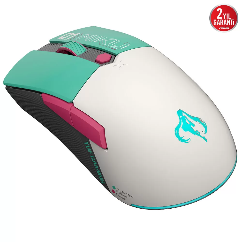 ASUS P521 TUF GAMING MINI WL MIKU HATSUNE MIKU EDİTİON 12000 DPI AURA SYNC RGB KABLOSUZ GAMING MOUSE