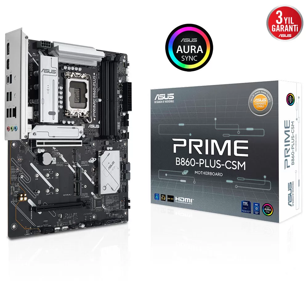 ASUS PRIME B860-PLUS-CSM 4x DDR5 DP/HDMI 3x M.2 1x 2.5GLAN USB3.2 1851P ANAKART