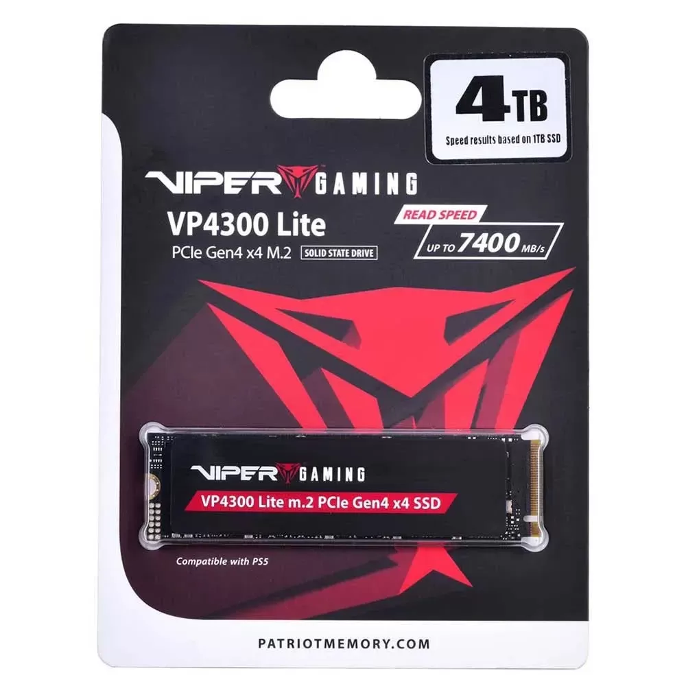 PATRIOT VIPER VP4300 LITE 4TB 7400/6000MB/s M2 PCIe GEN4 NVME SSD VP4300L4TBM28H