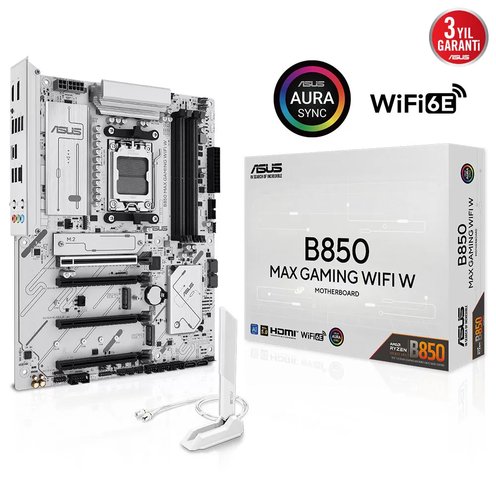 ASUS B850 MAX GAMING WIFI W 4xDDR5 HDMI+DP 3xM.2 AM5 ANAKART