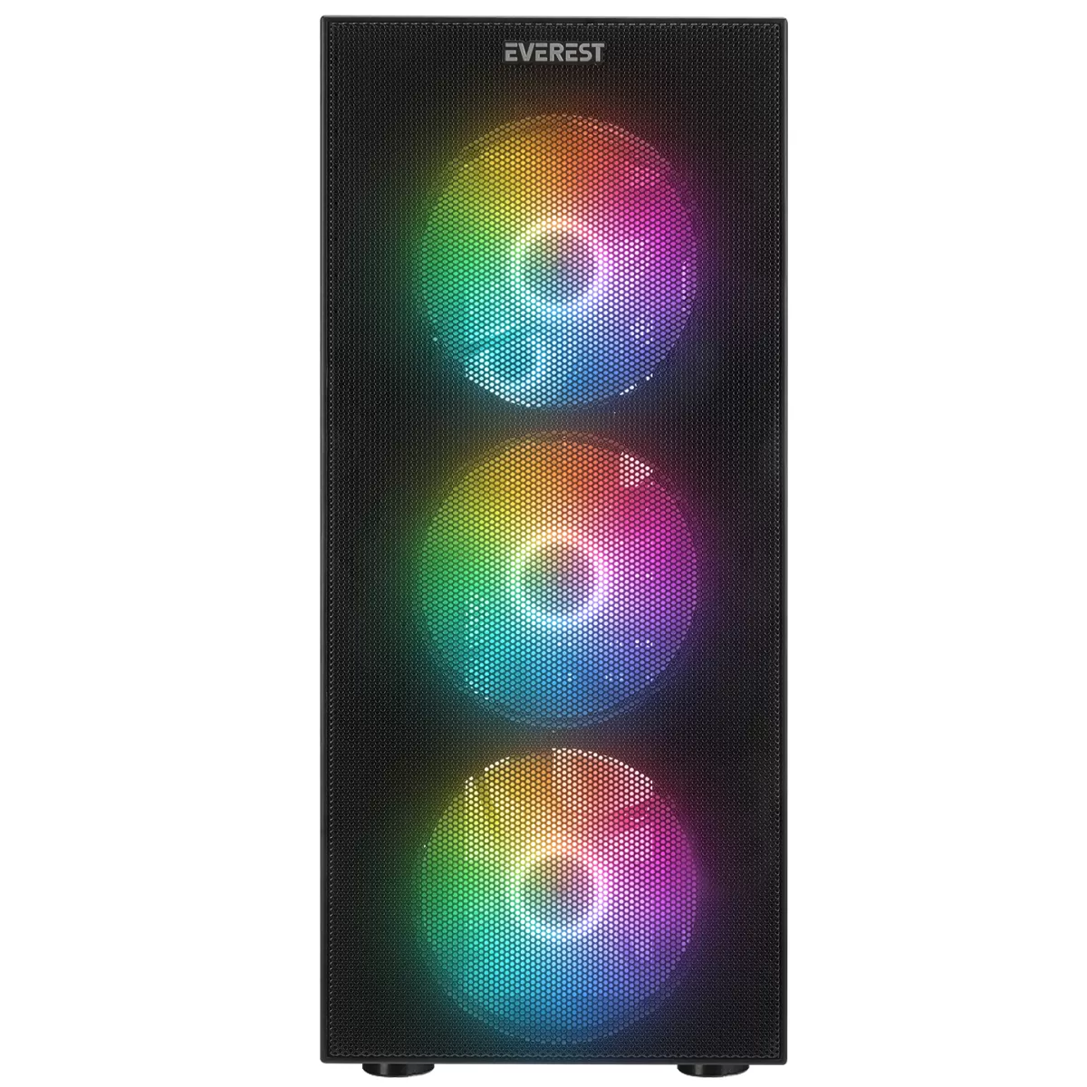 EVEREST FACED V5 MESH 600W 4x12CM RGB FAN ATX TEMPERED GLASS 2xUSB2.0/1xUSB3.0 SİYAH MID TOWER GAMİNG KASA