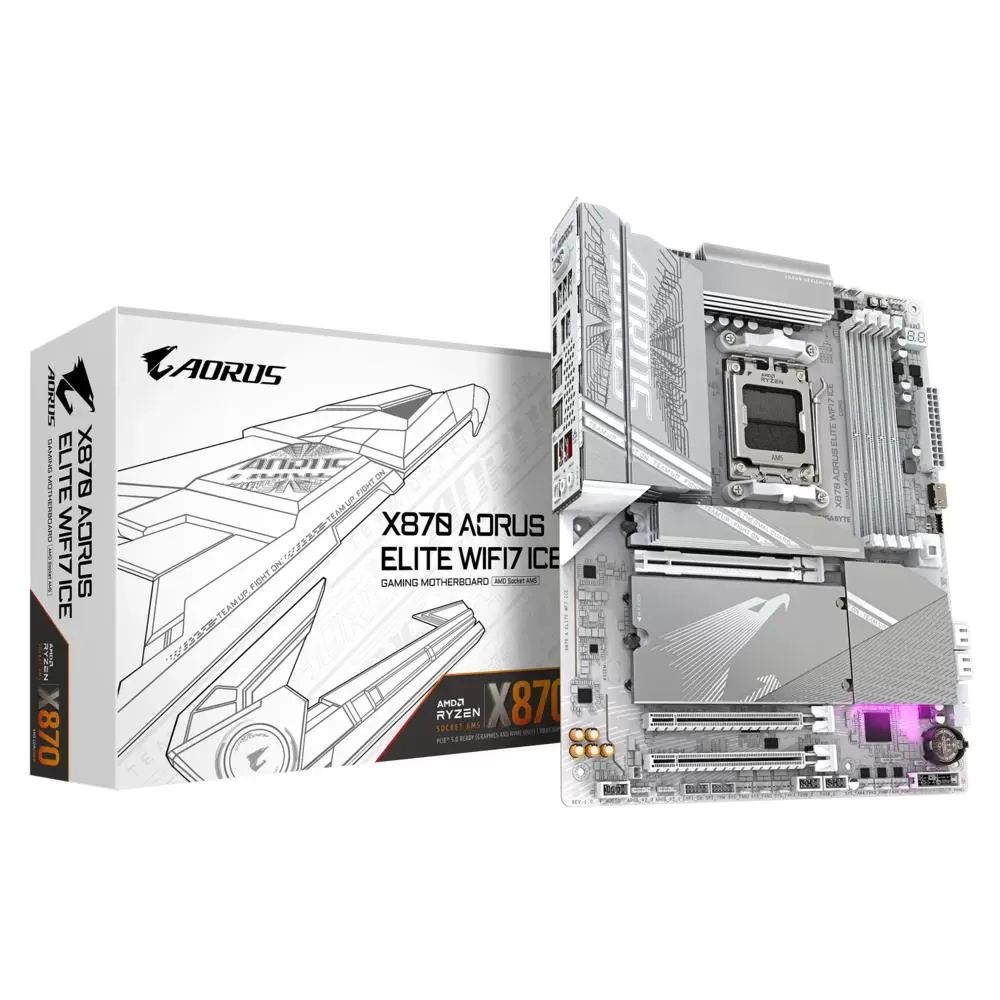 GIGABYTE X870-AORUS-ELITE-WIFI7-ICE 4xDDR5 2xTYPE-C+1xHDMI 4xM.2 AM5 ANAKART
