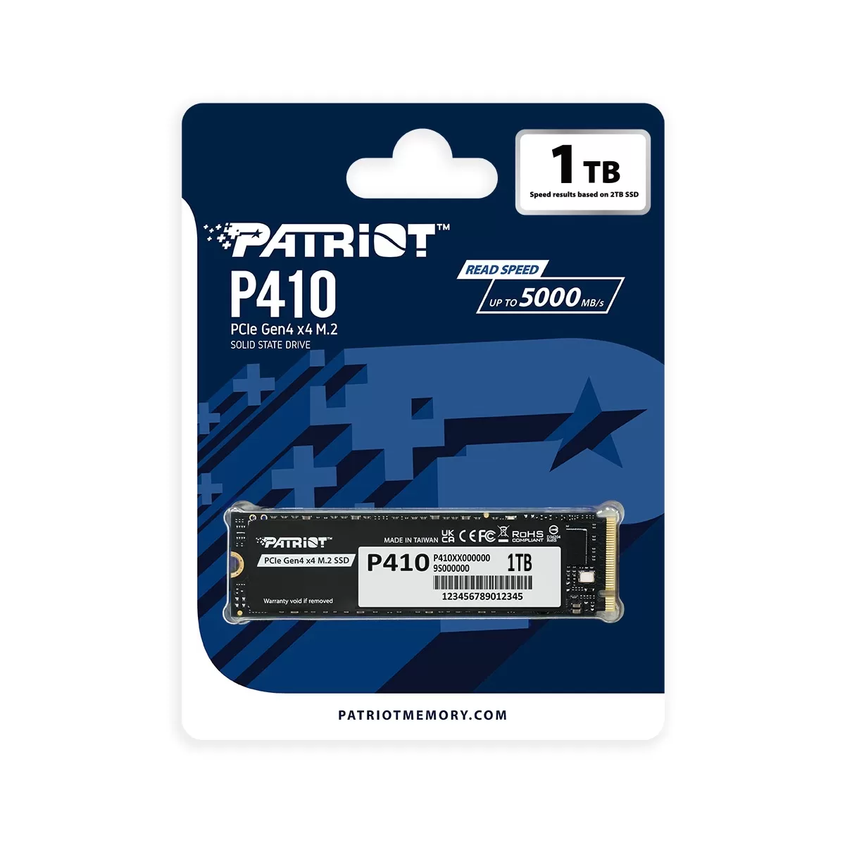 PATRIOT P410 1TB 5000/4500MB/s M2 PCIe GEN4 NVME SSD P410P1TBM28H