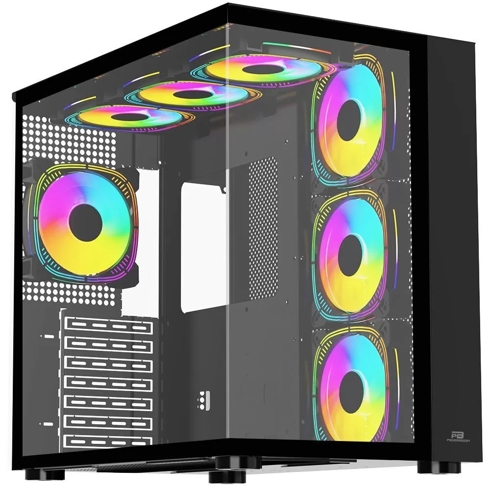 POWER BOOST PB-SS02B 7x ARGB FAN ATX SEA VIEW USB3.0 SİYAH KASA