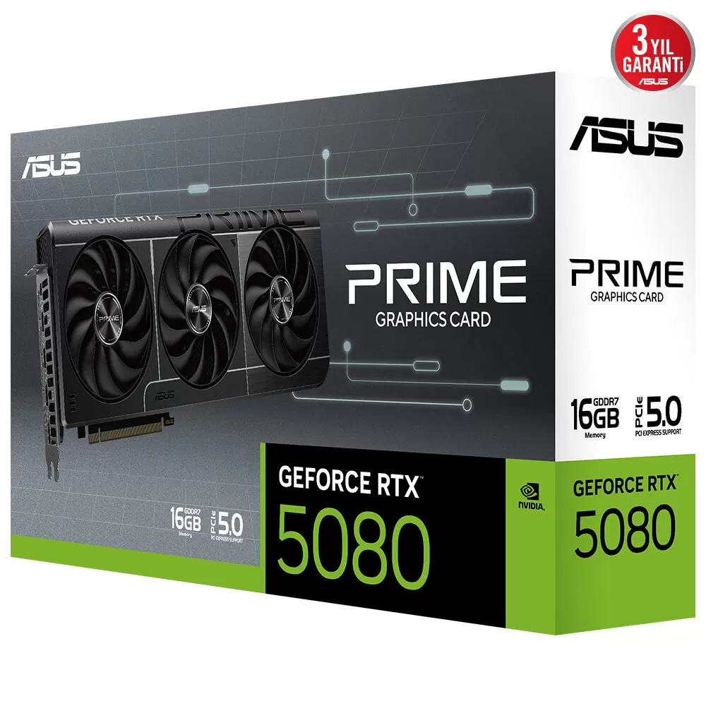 ASUS PRIME-RTX5080-16G RTX5080 16GB GDDR7 256Bit 3xDP/1xHDMI