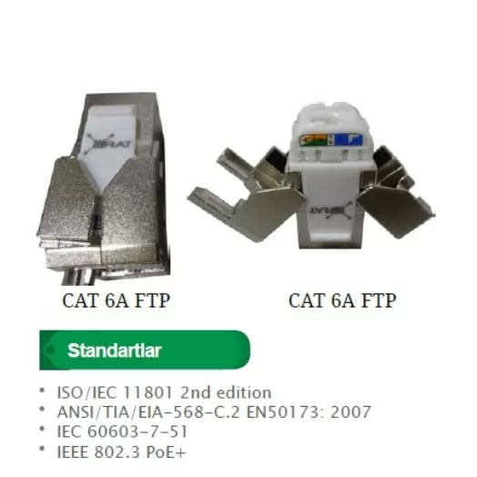 ERAT EAC-C6AFTP-JCK 180 DERECE ( ZIRHLI ) CAT6A KEYSTONE JACK