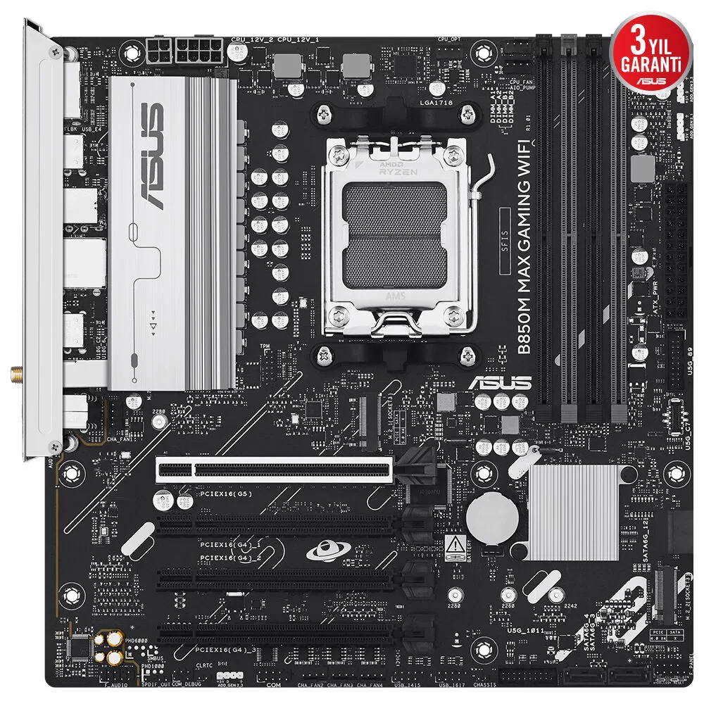 ASUS B850M MAX GAMING WIFI 4xDDR5 DP/HDMI 3xM2 AM5 ANAKART