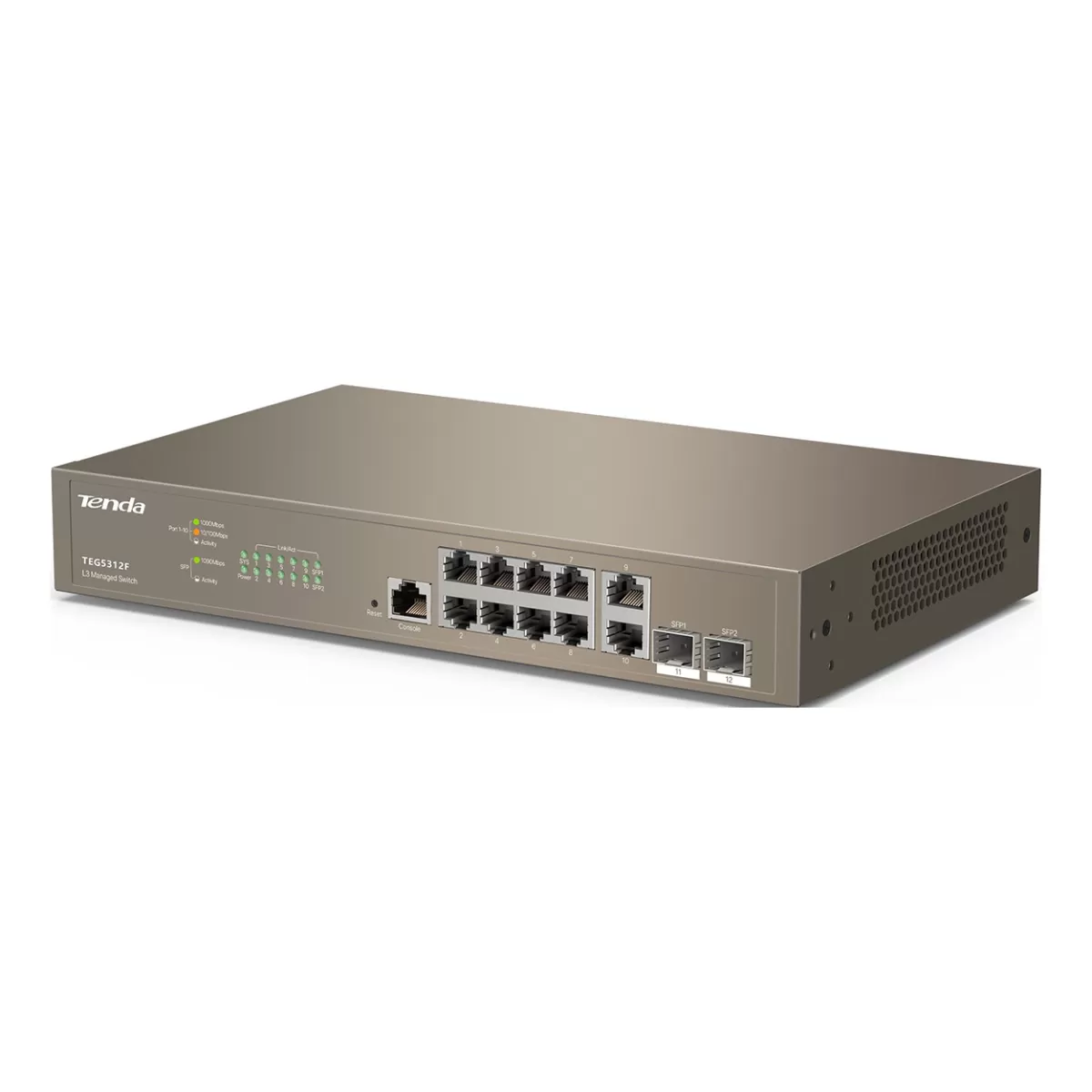 TENDA TEG5312F 10 PORT 10/100/1000 2 X SFP YONETILEBILIR RACK MOUNT SWITCH