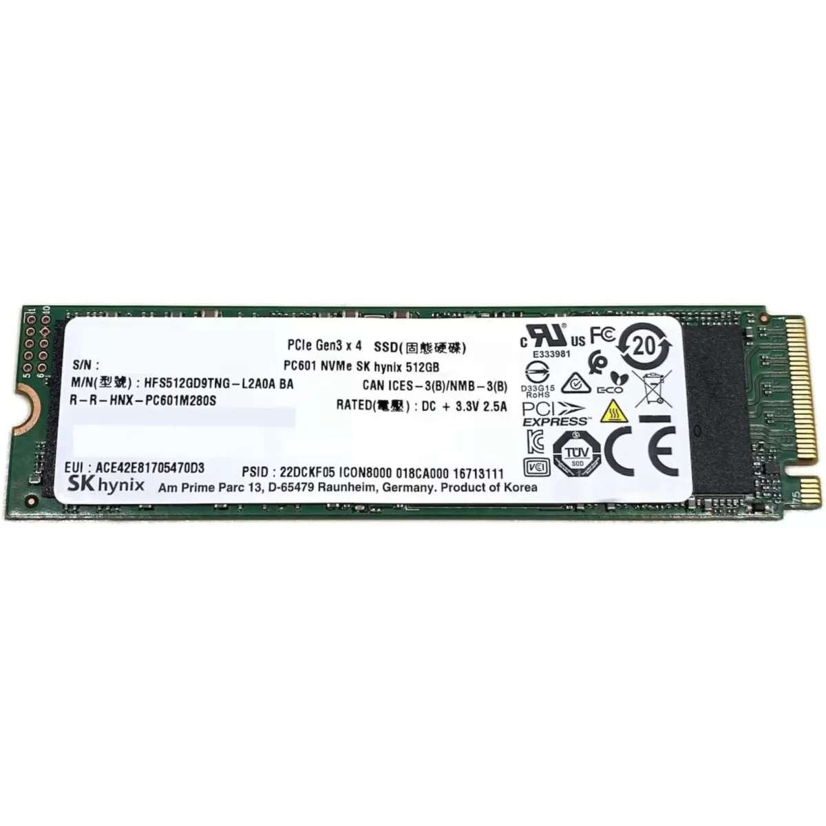 HYNIX BC901 512GB 3400-2500MB/s 2280 PCIe 4.0 NVME SSD BULK